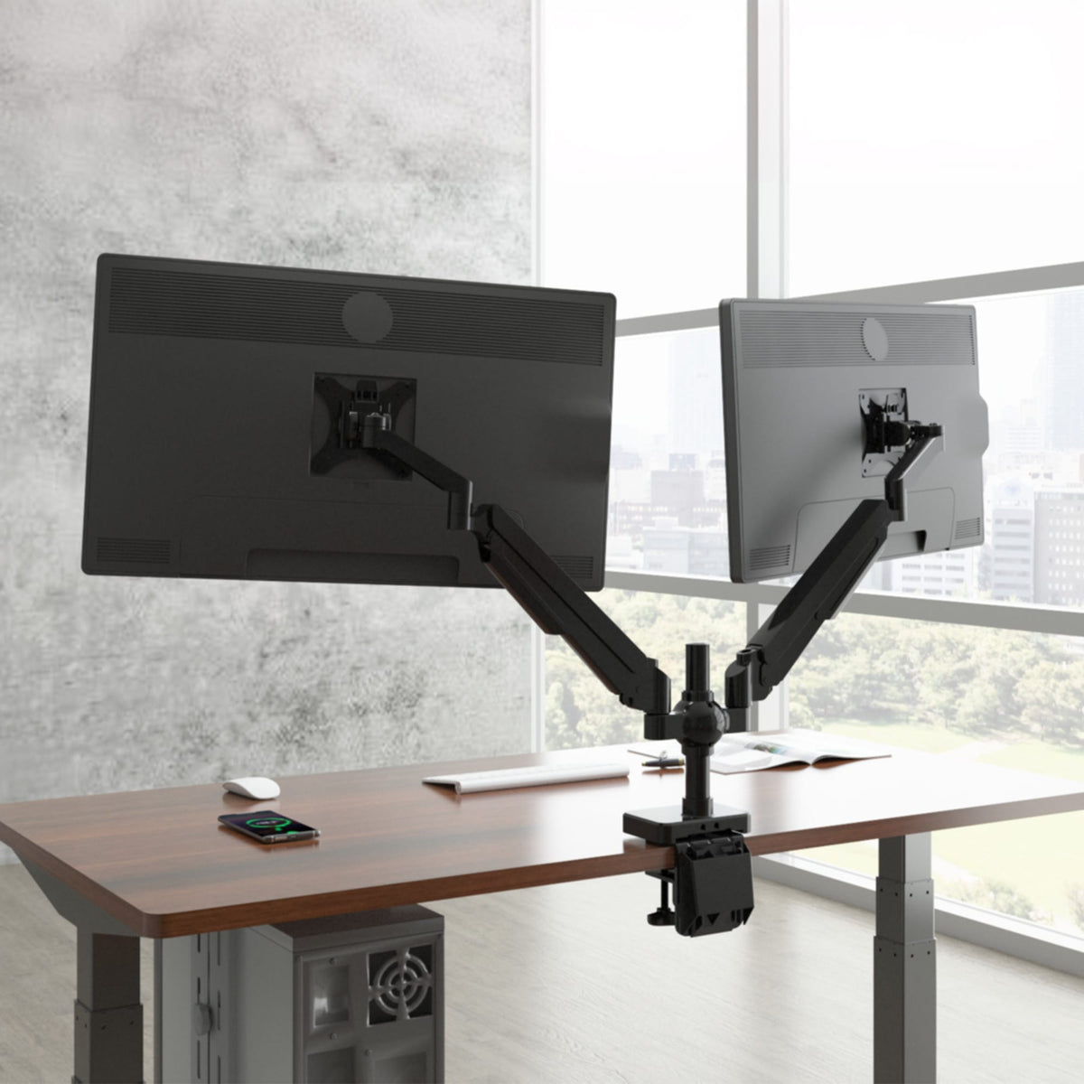 Ergoworks Monitor Arm Black Sleek Desk Mount Dual Monitor Arm Ergoworks