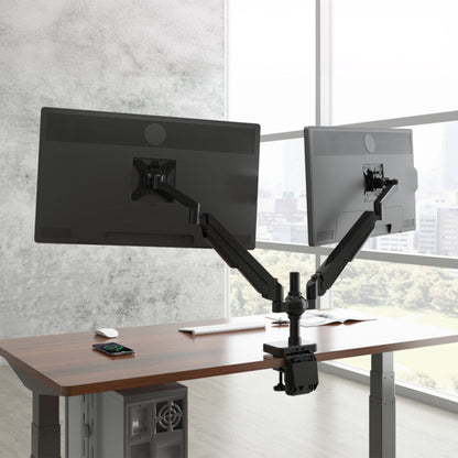Ergoworks Monitor Arm Black Sleek Desk Mount Dual Monitor Arm Ergoworks