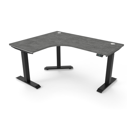Ergoworks Electric Desk Elemental Concrete #8830H / Black / Left Turn [Customizable] L-Shaped Extended Standing Desk Formica Tabletop Ergoworks