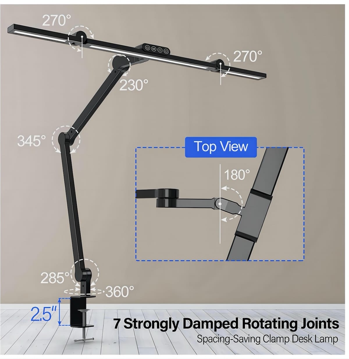 Ergoworks Desktop Light Black 360 Adjustable Desk Lamp with Remote Control Ergoworks