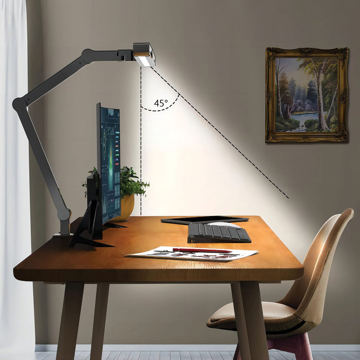 Ergoworks Desktop Light Black 360 Adjustable Desk Lamp with Remote Control Ergoworks