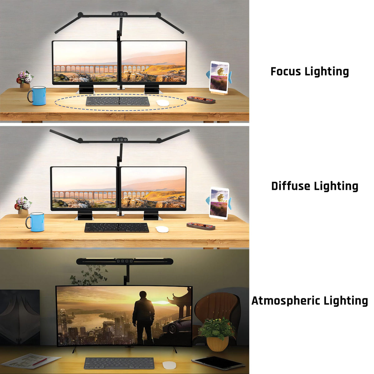 Ergoworks Desktop Light Black 360 Adjustable Desk Lamp with Remote Control Ergoworks