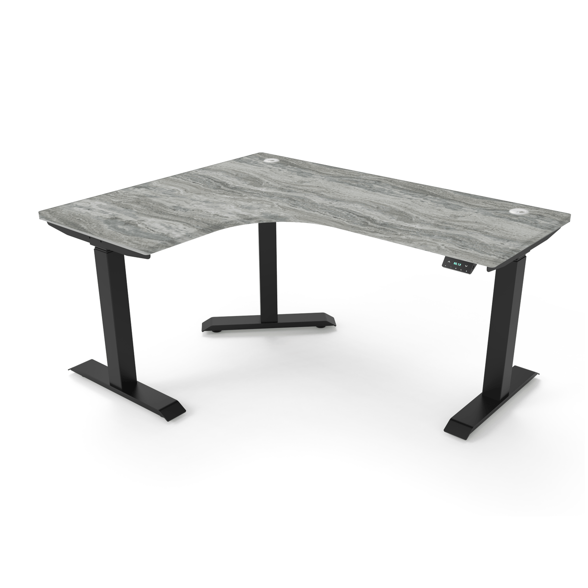 Ergoworks Electric Desk Fantasy Marble #9302H / Black / Left Turn [Customizable] L-Shaped Extended Standing Desk Formica Tabletop Ergoworks