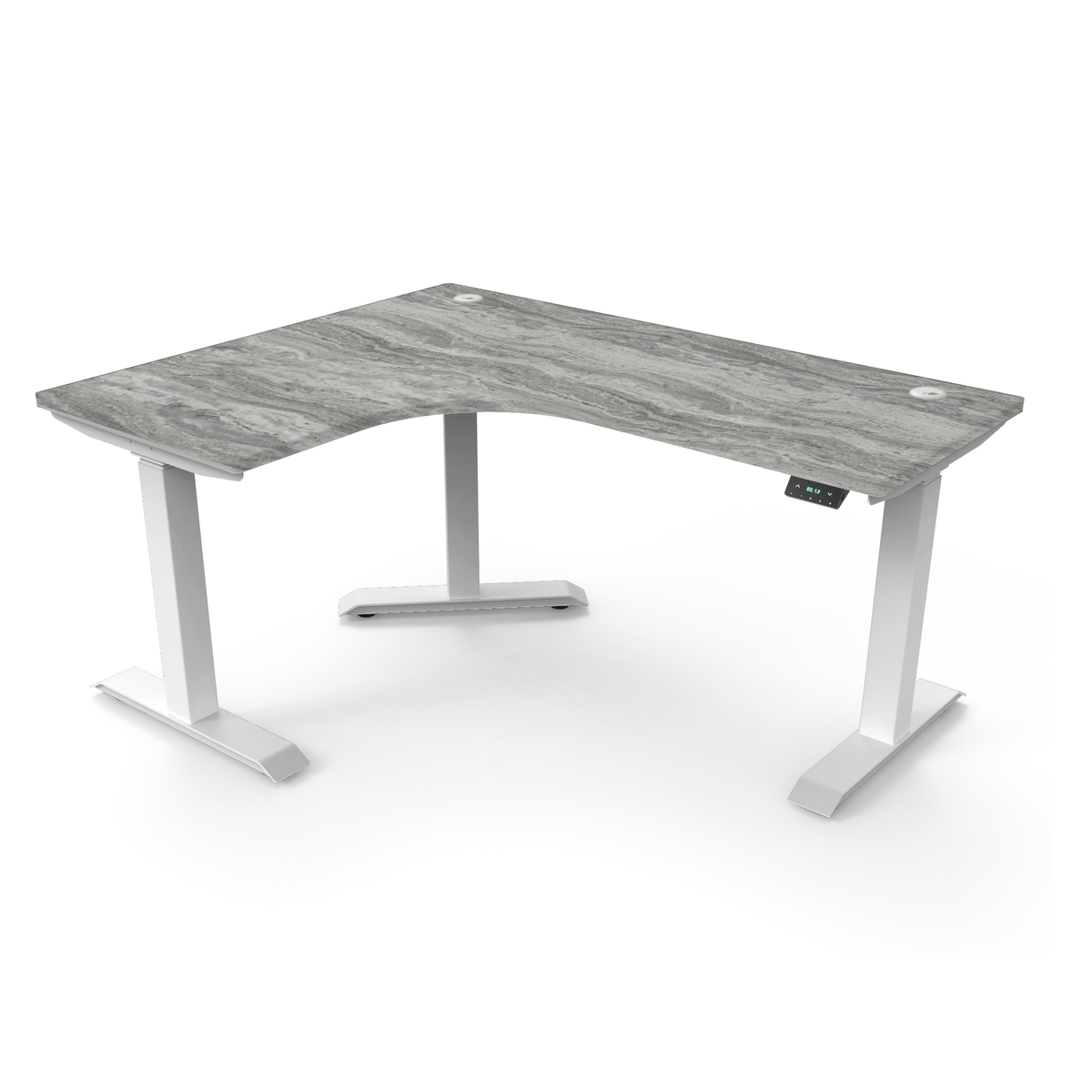 Ergoworks Electric Desk Fantasy Marble #9302H / White / Left Turn [Customizable] L-Shaped Extended Standing Desk Formica Tabletop Ergoworks