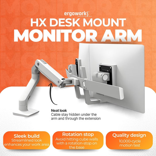 ERGOTRON Monitor Arm HX Desk Mount Dual Monitor Arm (white) Ergoworks