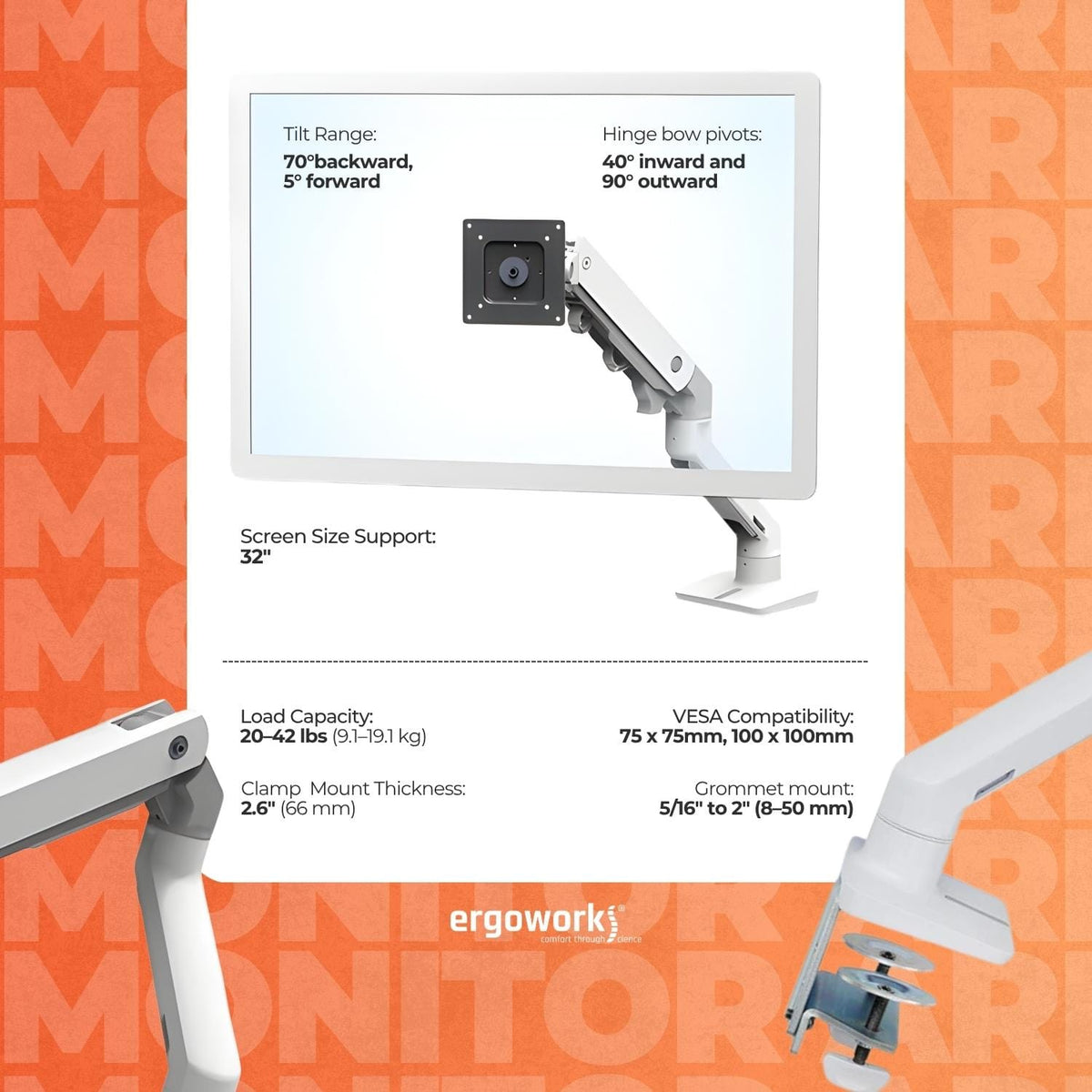 ERGOTRON Monitor Arm HX Desk Mount Monitor Arm (white) Ergoworks