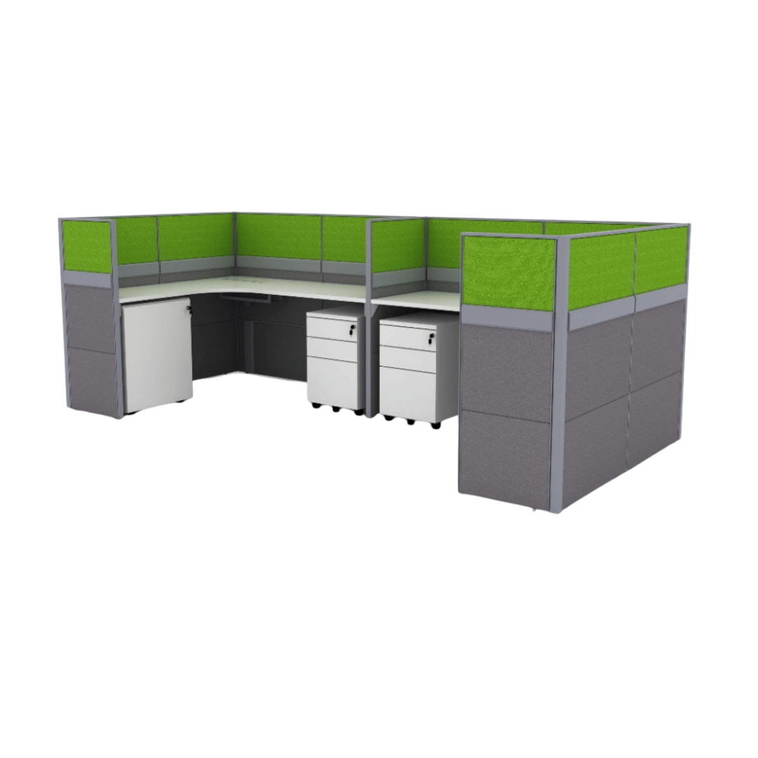 Ergoworks [CLEARANCE] High Partition System L-Shape Table with Cabinet  Ergoworks
