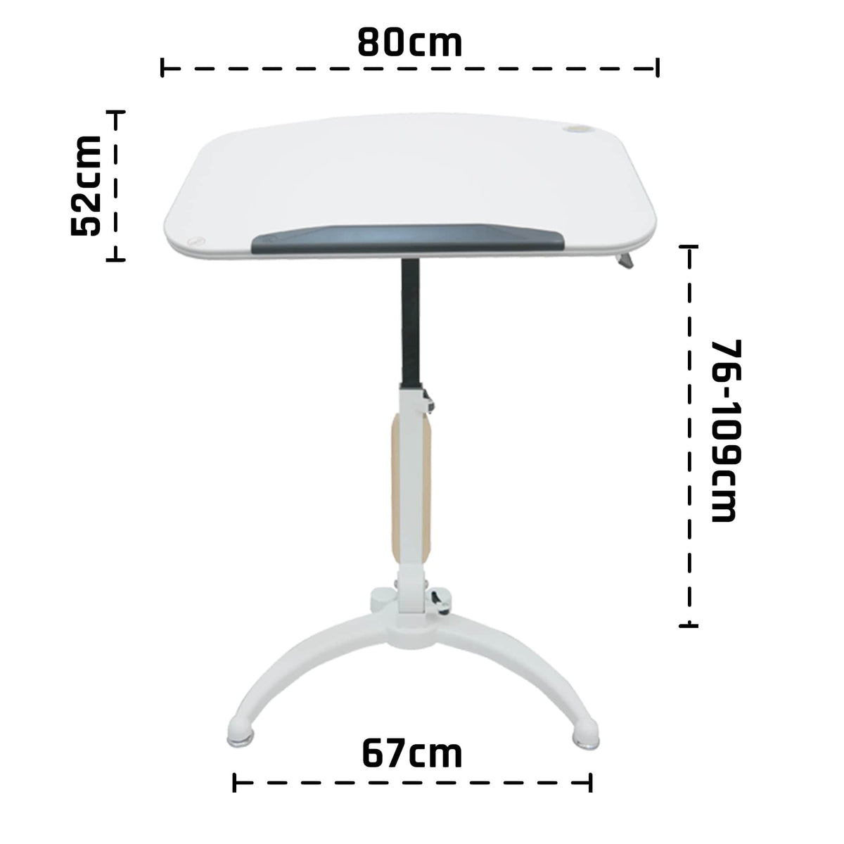 Impact Mobile Gas Lift Height Adjustable Tilt & Foldable White Desk Ergoworks
