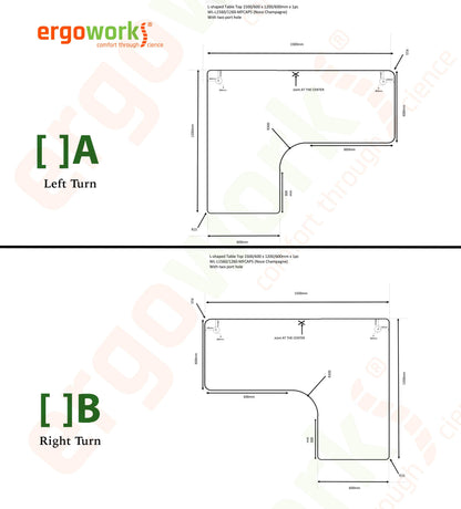 Ergoworks L-Shaped Electric Desk [Customizable] L-Shaped Extended Standing Desk, MFC Tabletop Ergoworks