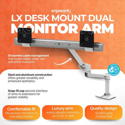 ERGOTRON Monitor Arm LX Desk Dual Direct Monitor Arm (white) Ergoworks