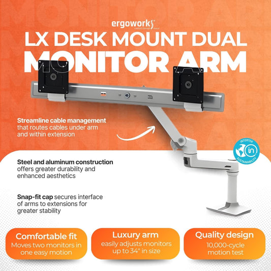 ERGOTRON Monitor Arm LX Desk Dual Direct Monitor Arm (white) Ergoworks