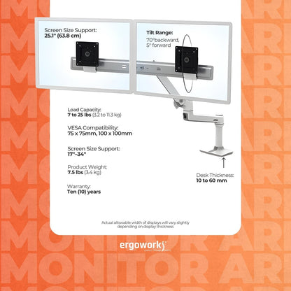 ERGOTRON Monitor Arm LX Desk Dual Direct Monitor Arm (white) Ergoworks