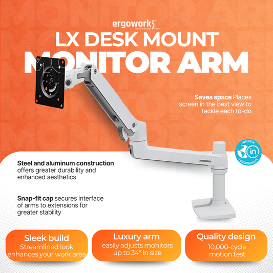 ERGOTRON Monitor Arm LX Desk Mount LCD Monitor Arm, White Ergoworks