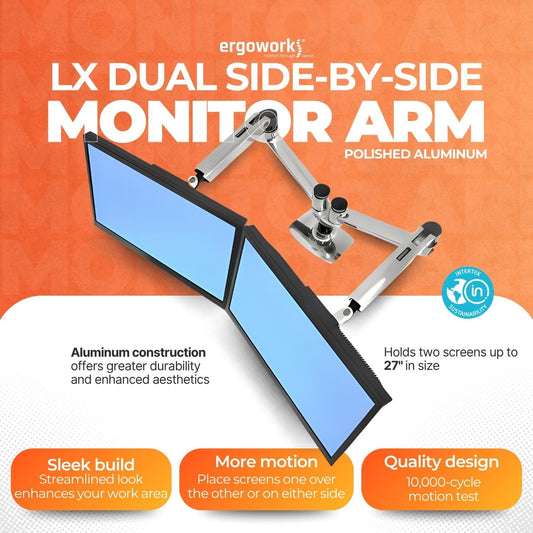 ERGOTRON Monitor Arm LX Dual Side-by-Side Monitor Arm (polished aluminum) Ergoworks
