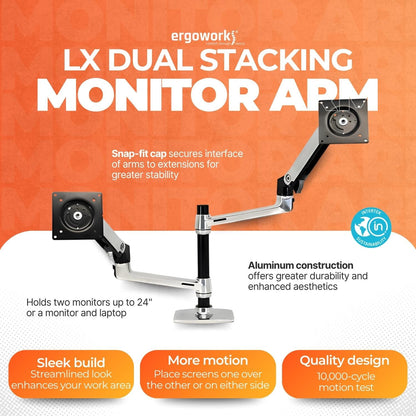ERGOTRON Monitor Arm LX Dual Stacking Monitor Arm Ergoworks