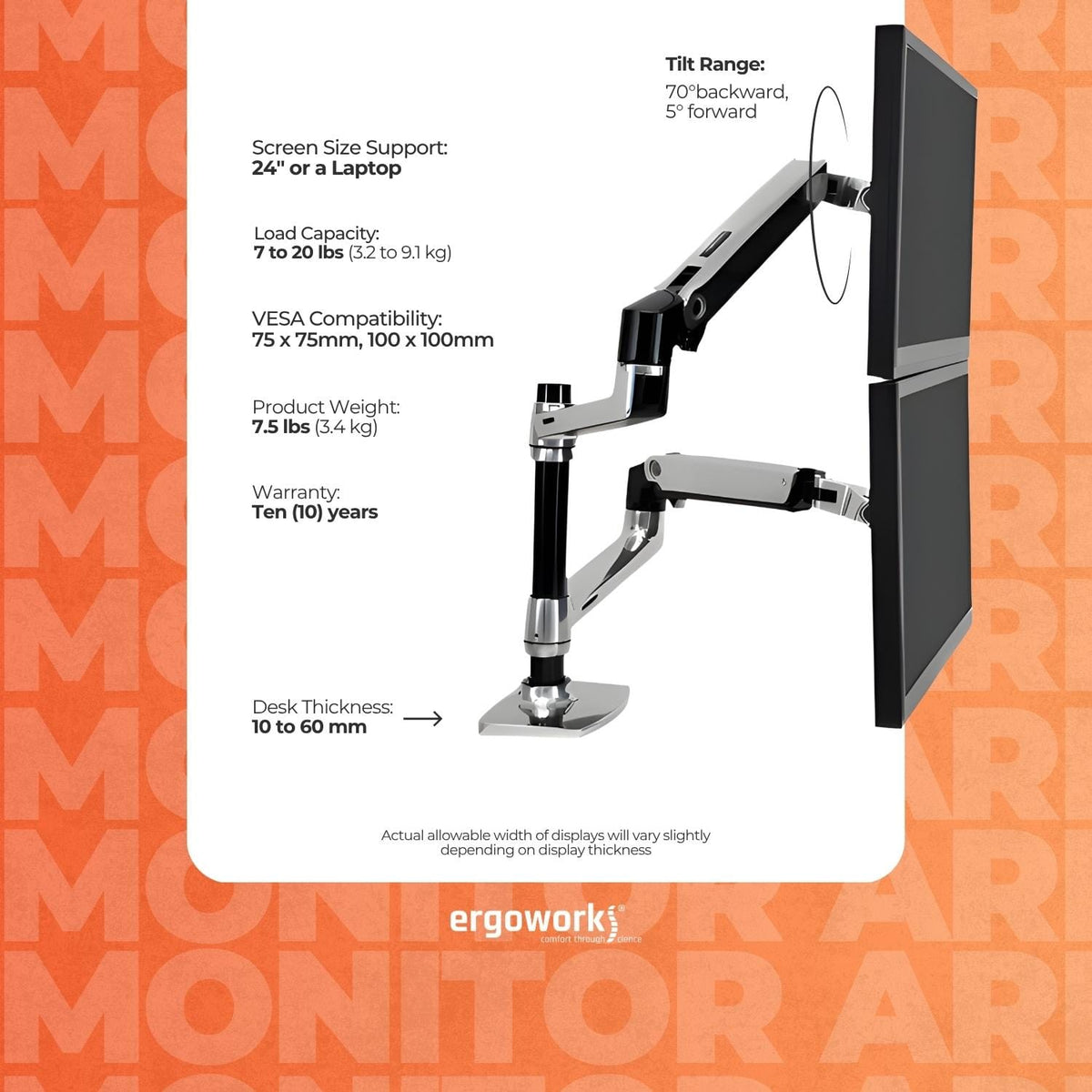 ERGOTRON Monitor Arm LX Dual Stacking Monitor Arm Ergoworks