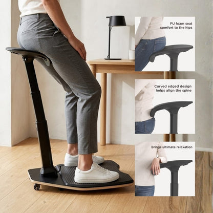 LEANRITE Desk Chair Black LeanX Ergo Standing Chair Ergoworks