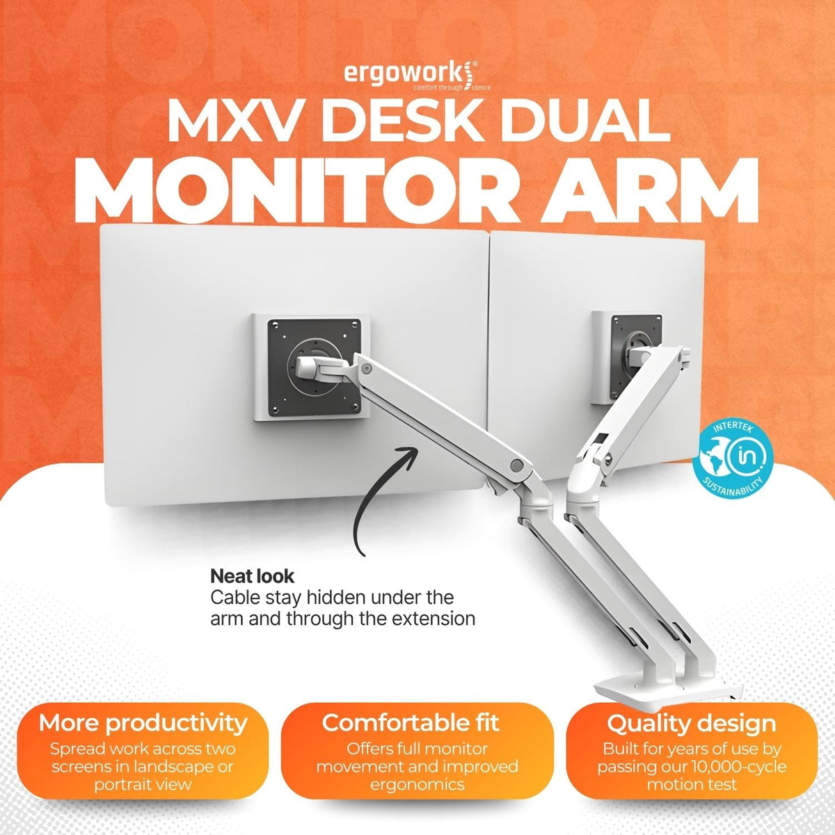 ERGOTRON Monitor Arm MXV Desk Dual Monitor Arm (white) Ergoworks
