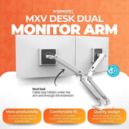 ERGOTRON Monitor Arm MXV Desk Dual Monitor Arm (white) Ergoworks