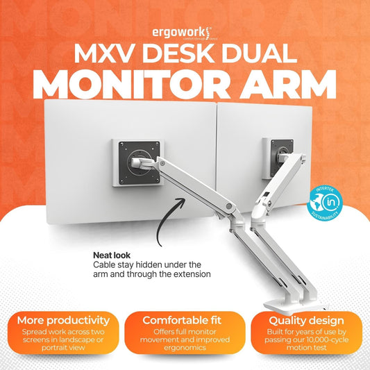 ERGOTRON Monitor Arm MXV Desk Dual Monitor Arm (white) Ergoworks