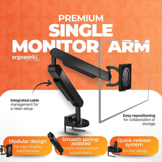 Zgo Monitor Arm Single Desk Mount Vesa Monitor Arm Ergoworks