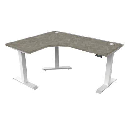 Ergoworks Electric Desk [Customizable] L-Shaped Extended Standing Desk Formica Tabletop Ergoworks
