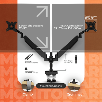 Ergoworks Monitor Arm Black Sleek Desk Mount Dual Monitor Arm Ergoworks