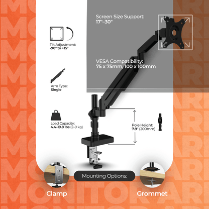 Ergoworks Monitor Arm Black Sleek Desk Mount Single Monitor Arm Ergoworks