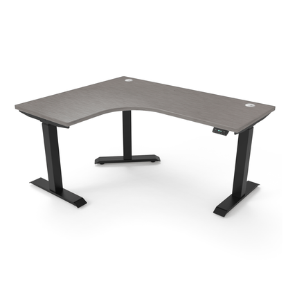 Ergoworks Electric Desk Smoke Strand #8834NT / Black / Left Turn [Customizable] L-Shaped Extended Standing Desk Formica Tabletop Ergoworks