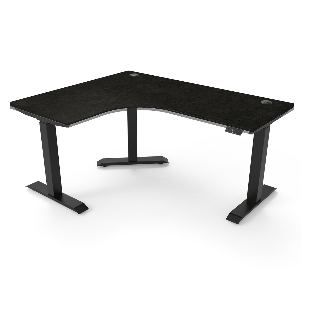 Ergoworks Electric Desk Smoky Shimmer #9366L / Black / Left Turn [Customizable] L-Shaped Extended Standing Desk Formica Tabletop Ergoworks