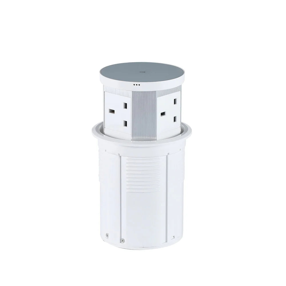 Pneumatic Desk Grommet Pop Up Power Outlet With 15W Wireless Charger