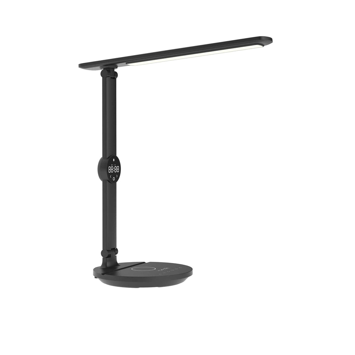 Ergoworks Desktop Light Black Ergo Eye Care Led Desk Lamp with Qi Charger & Digital Clock Ergoworks