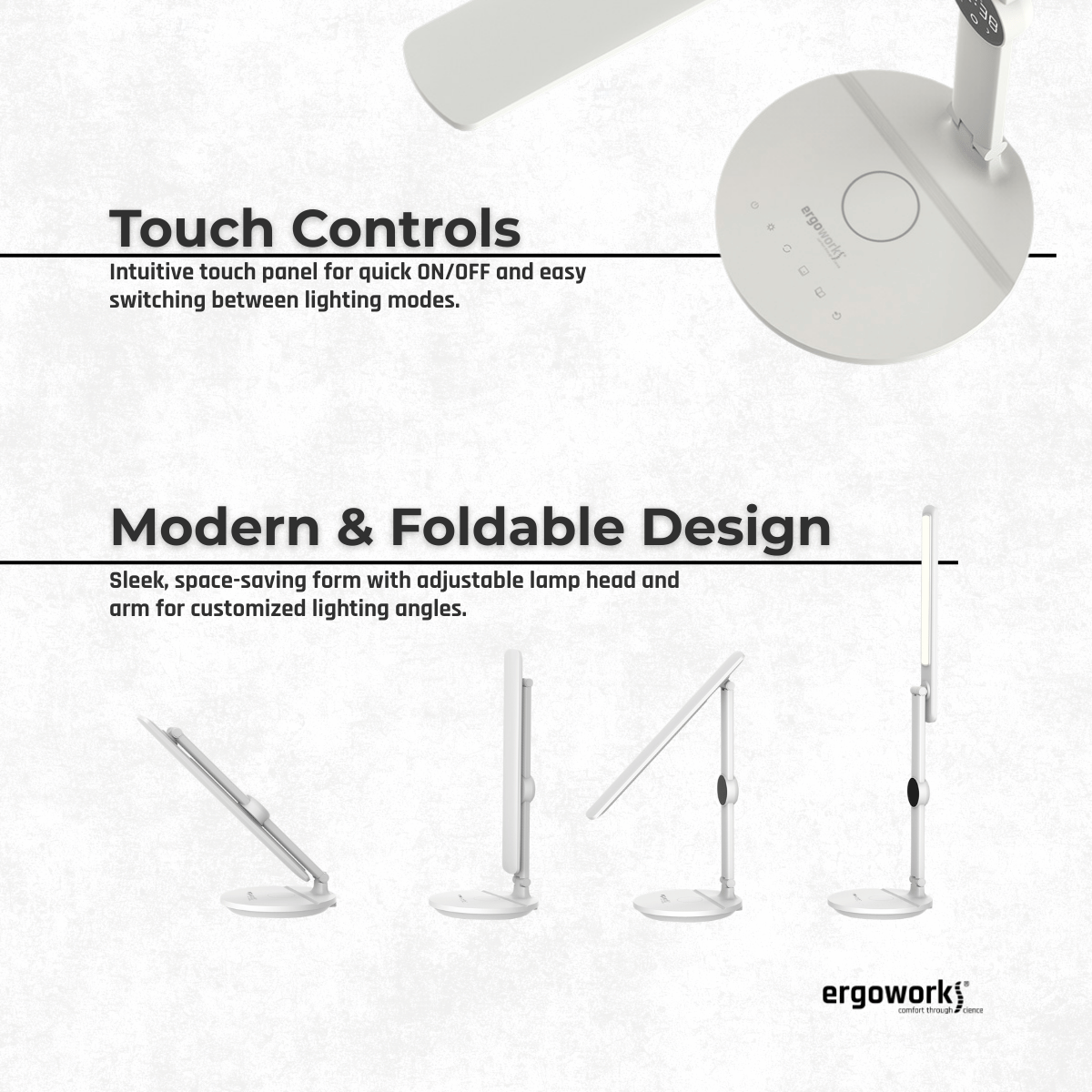 Ergoworks Desktop Light Ergo Eye Care Led Desk Lamp with Qi Charger & Digital Clock Ergoworks