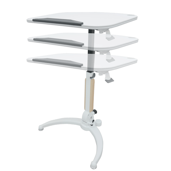 Impact Mobile Gas Lift Height Adjustable Tilt & Foldable White Desk Ergoworks