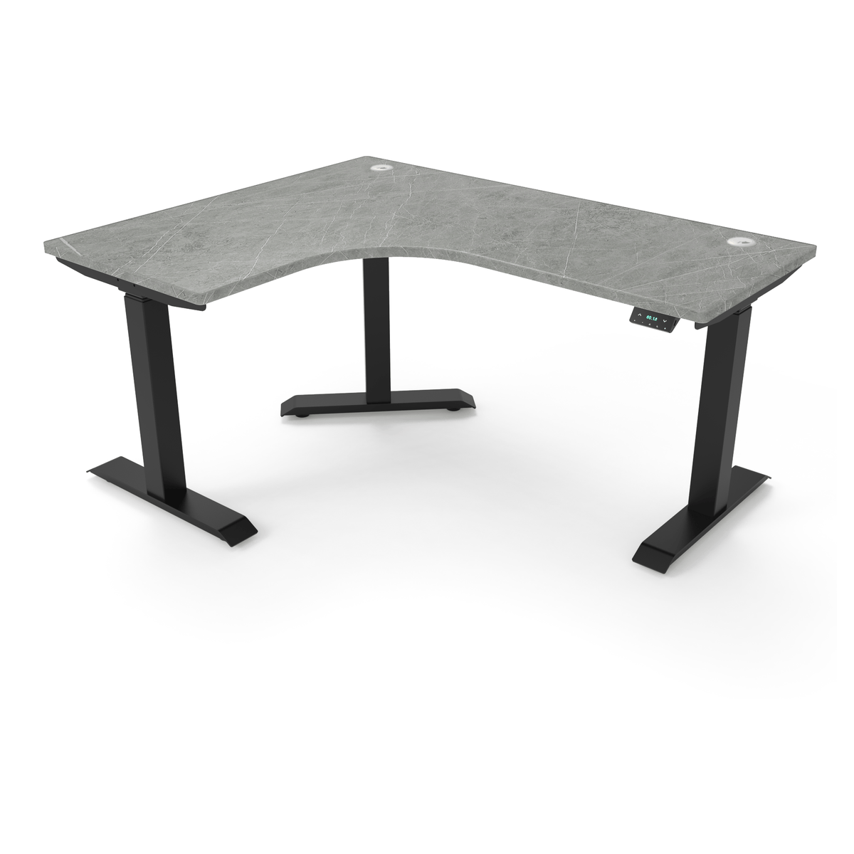 Ergoworks Electric Desk Pietra Grafite #7402NM / Black / Left Turn [Customizable] L-Shaped Extended Standing Desk Formica Tabletop Ergoworks