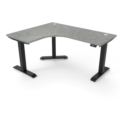 Ergoworks Electric Desk Pietra Grafite #7402NM / Black / Left Turn [Customizable] L-Shaped Extended Standing Desk Formica Tabletop Ergoworks