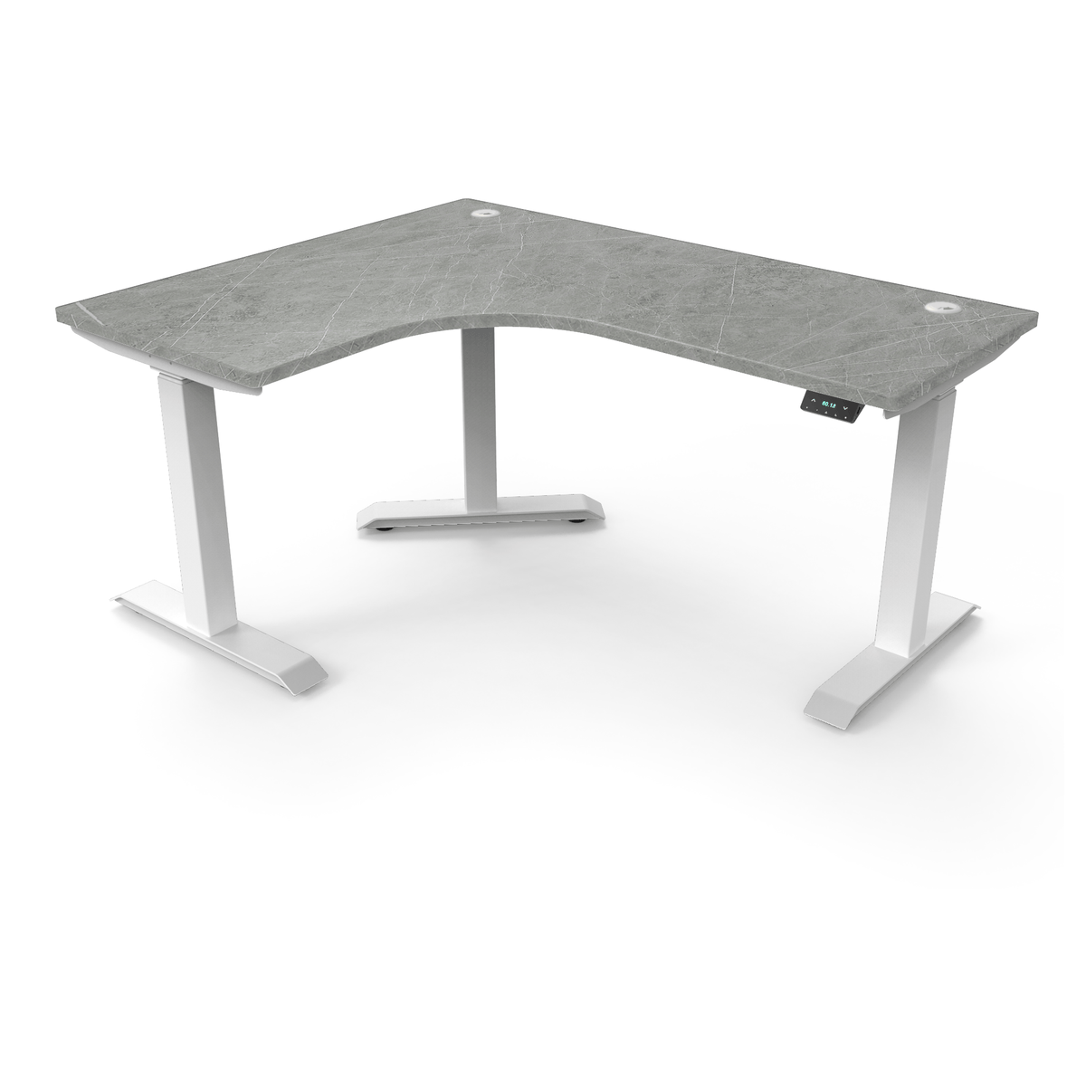 Ergoworks Electric Desk Pietra Grafite #7402NM / White / Left Turn [Customizable] L-Shaped Extended Standing Desk Formica Tabletop Ergoworks