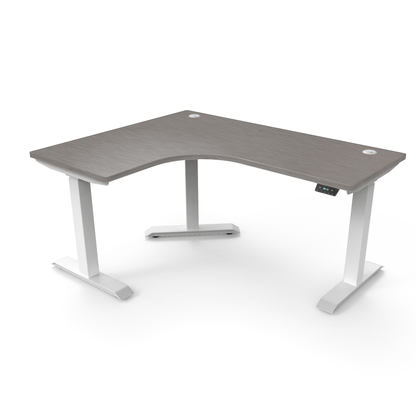 Ergoworks Electric Desk Smoke Strand #8834NT / White / Left Turn [Customizable] L-Shaped Extended Standing Desk Formica Tabletop Ergoworks