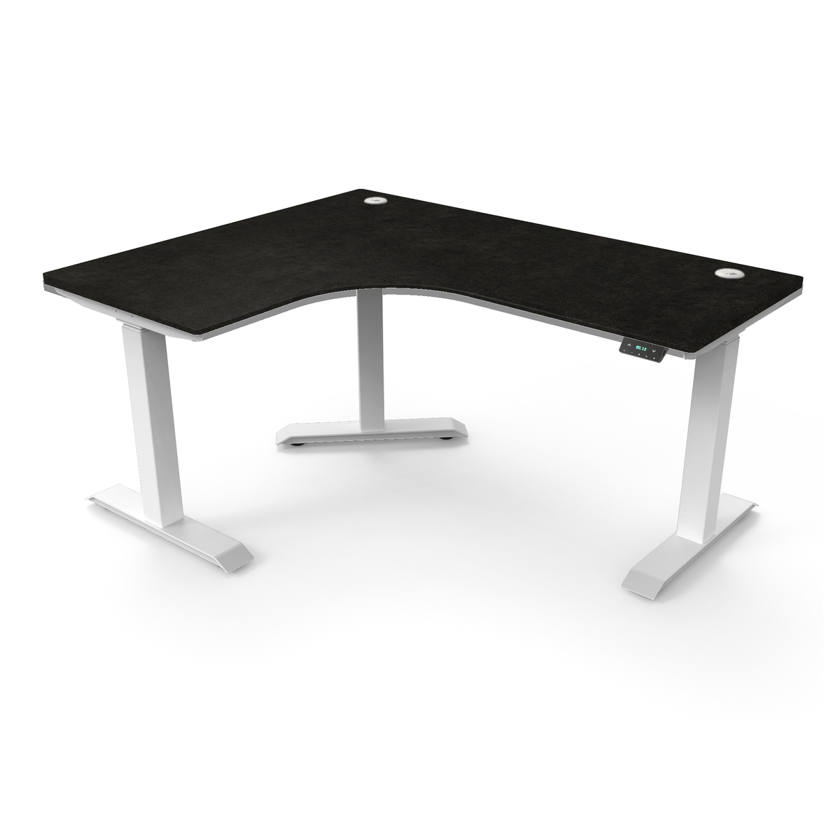 Ergoworks Electric Desk Smoky Shimmer #9366L / White / Left Turn [Customizable] L-Shaped Extended Standing Desk Formica Tabletop Ergoworks