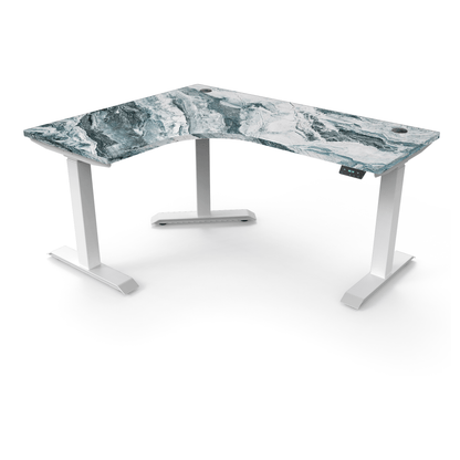 Ergoworks Electric Desk Stormus Wallis Dau #4481SM / White / Left Turn [Customizable] L-Shaped Extended Standing Desk Formica Tabletop Ergoworks