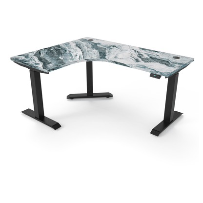 Ergoworks Electric Desk Stormus Wallis Dau #4481SM / Black / Left Turn [Customizable] L-Shaped Extended Standing Desk Formica Tabletop Ergoworks