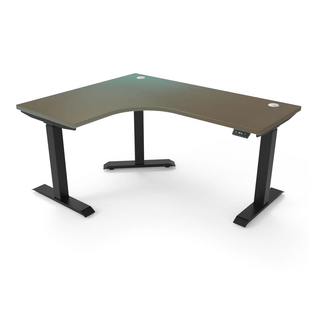 Ergoworks Electric Desk Twlight Bronze #8574NM / Black / Left Turn [Customizable] L-Shaped Extended Standing Desk Formica Tabletop Ergoworks
