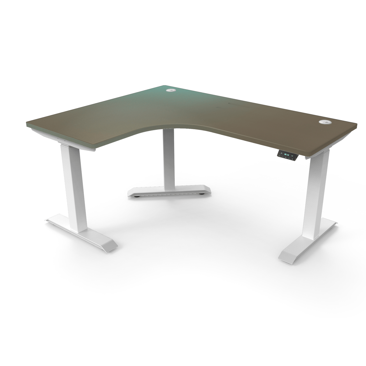 Ergoworks Electric Desk Twlight Bronze #8574NM / White / Left Turn [Customizable] L-Shaped Extended Standing Desk Formica Tabletop Ergoworks