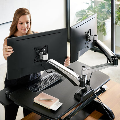 VARIDESK Monitor Arm Silver Varidesk Desk Mount Dual Monitor Arm Ergoworks
