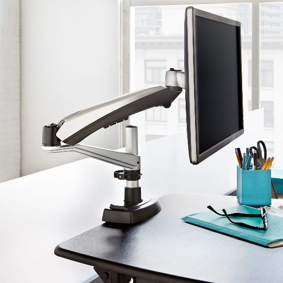VARIDESK Monitor Arm Silver Varidesk Desk Mount Single Monitor Arm Ergoworks